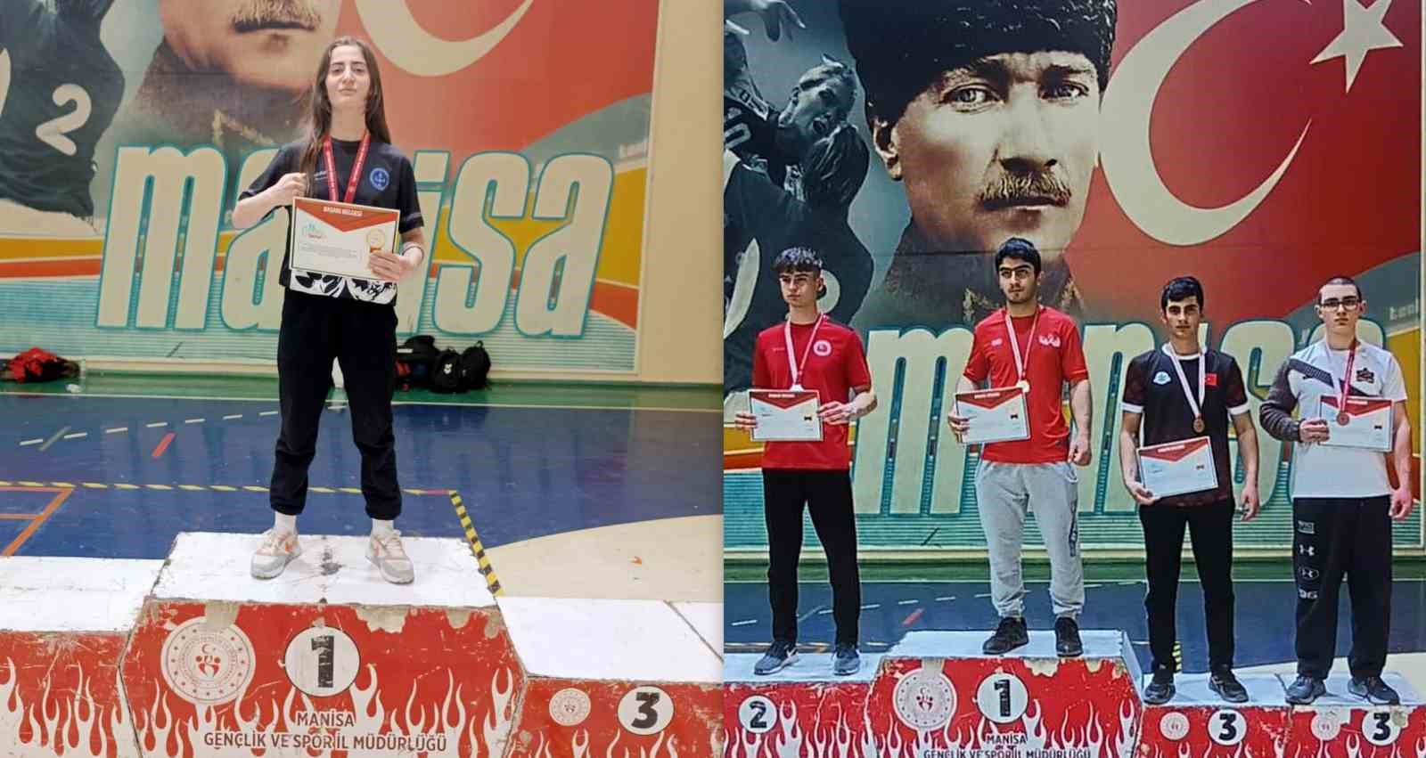 Bilek güreşinde Bayburtlu iki öğrenci Türkiye üçüncüsü oldu