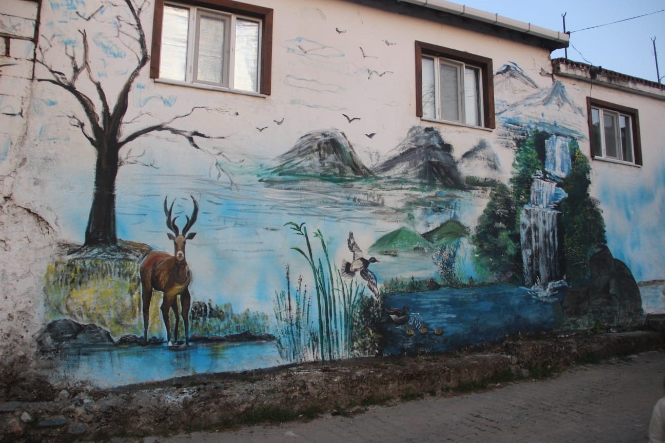 Resim öğretmeni üretmeden duramıyor, hem köyü renklendirdi hem de eski ruhunu getiriyor