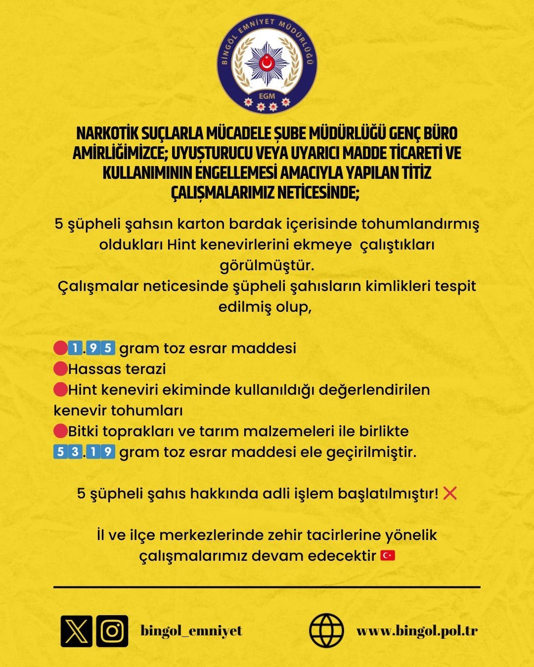 Karton bardağa yerleştirdikleri uyuşturucu tohumlarını ekmeye çalıştılar