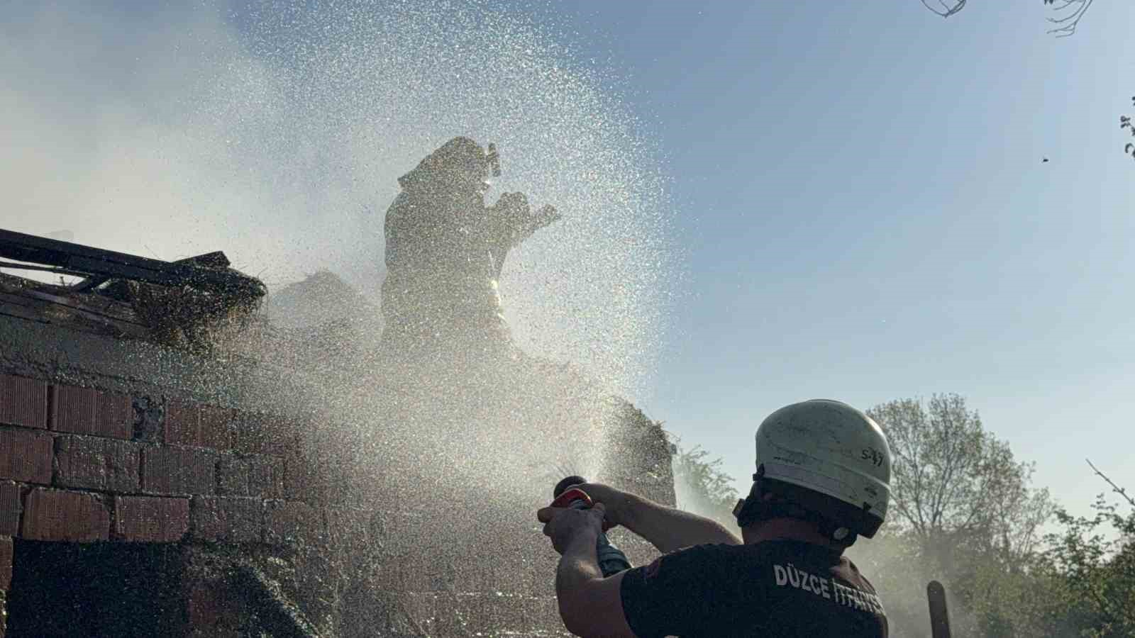 Samanlık yangınında itfaiye eri alevlere böyle müdahale etti