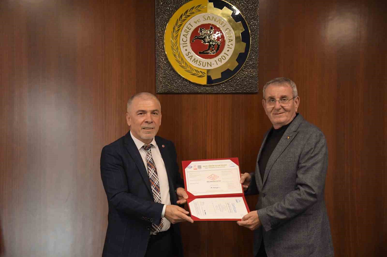 Samsun TSO, TSE kalite belgesini tekrar tescilledi