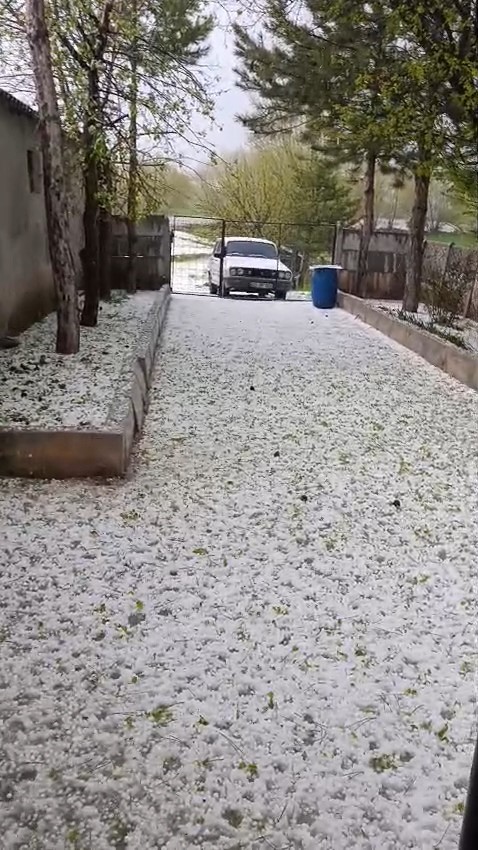Çorum’da dolu yağışı etkili oldu: Tarlalar beyaza büründü
