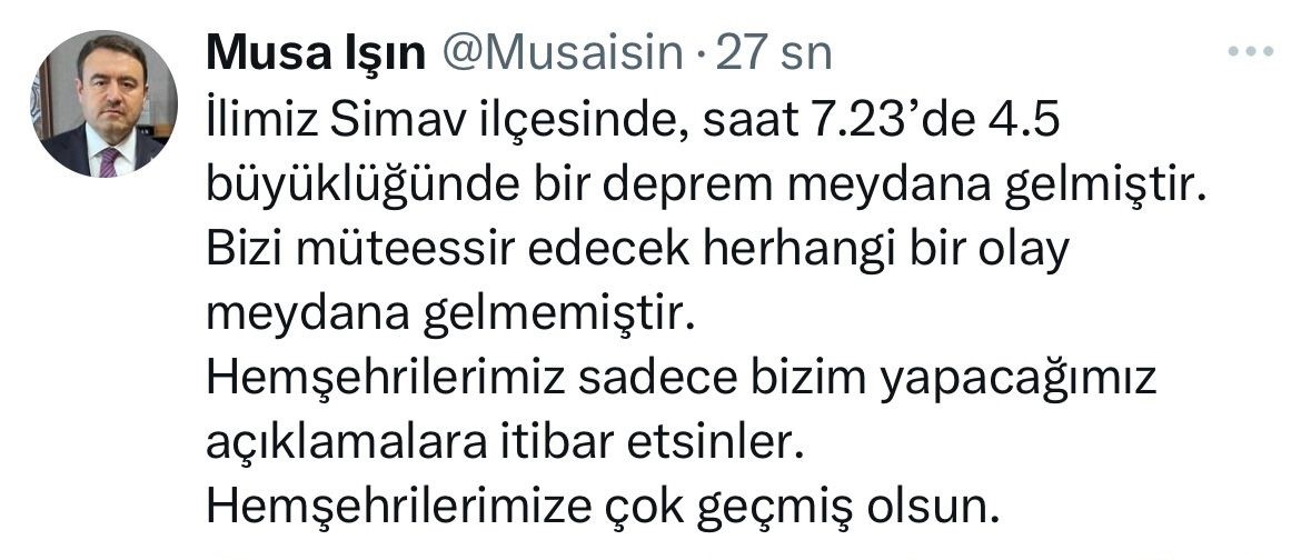 Kütahya’da 4,5 büyüklüğünde deprem