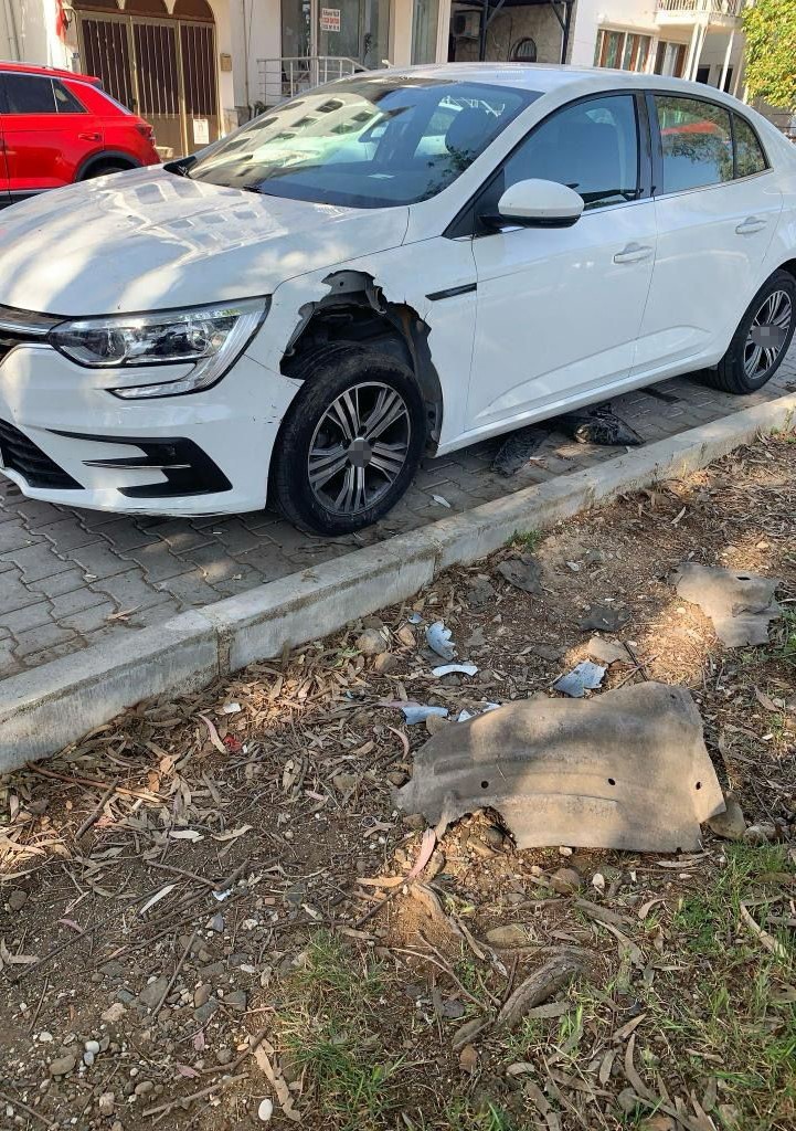 Fethiye’de domuzlar otomobili parçaladı