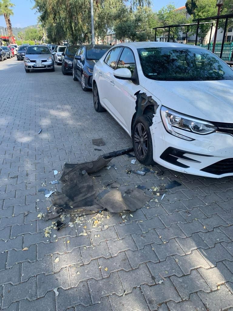 Fethiye&rsquo;de domuzlar otomobili par&ccedil;aladı
