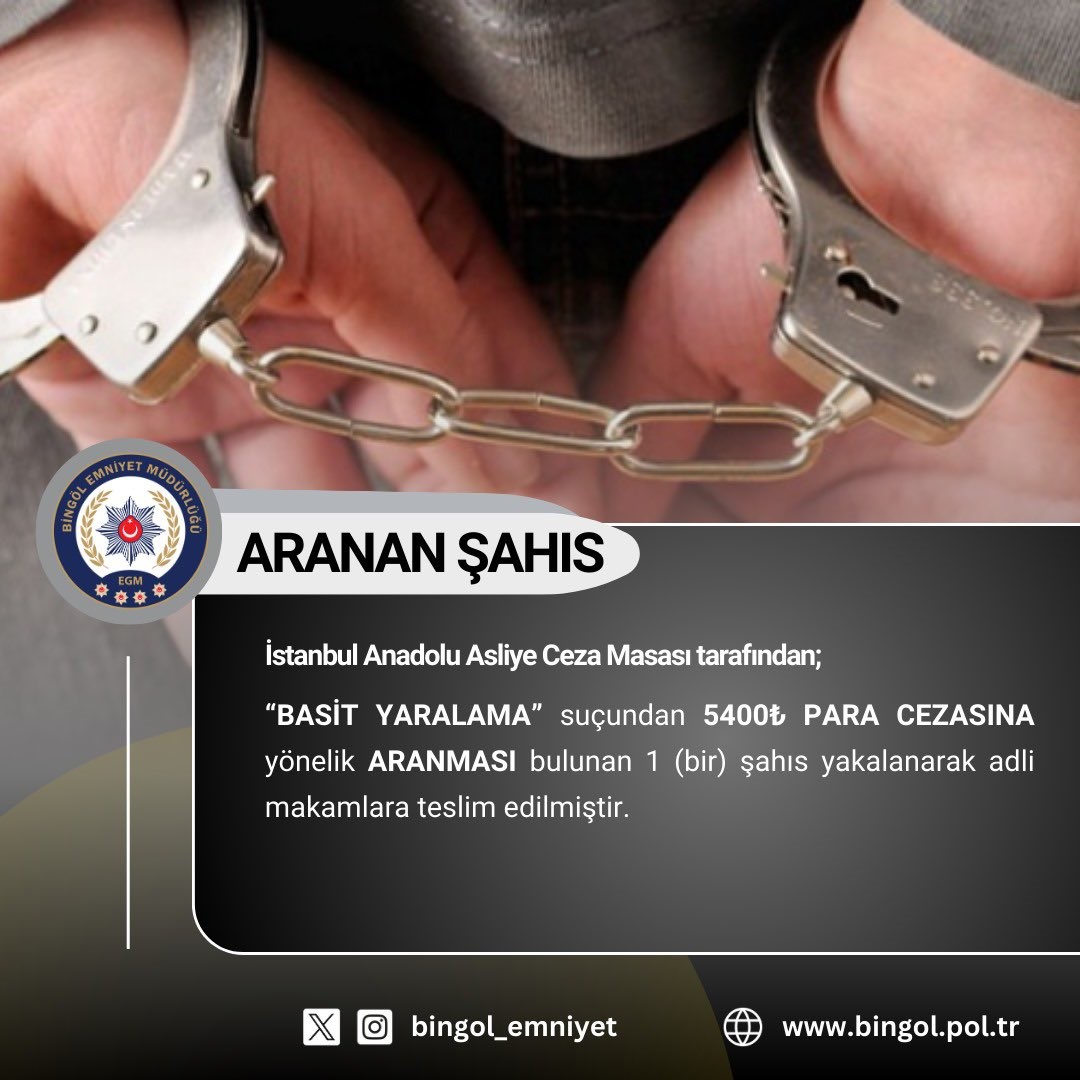 Bingöl’de çeşitli suçlardan aranan 11 kişi yakalandı