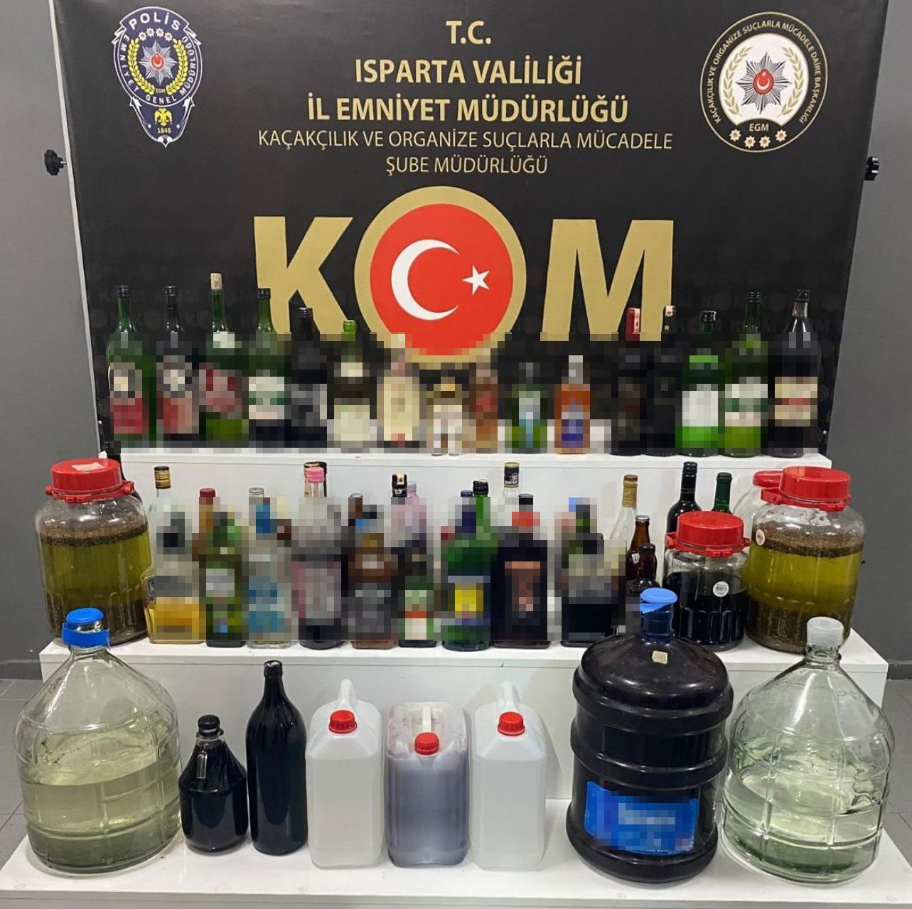 Isparta’da 125 litre sahte içki ele geçirildi
