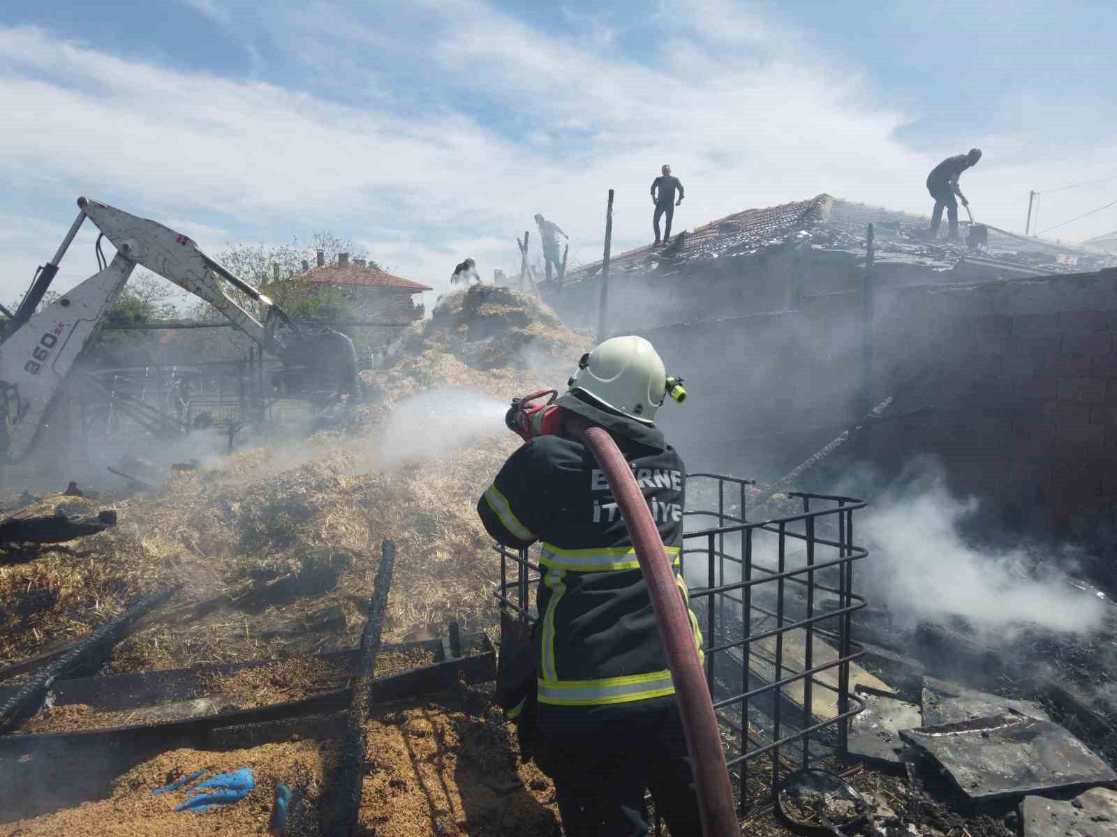 Edirne&rsquo;de samanlık yangını eve sı&ccedil;radı

