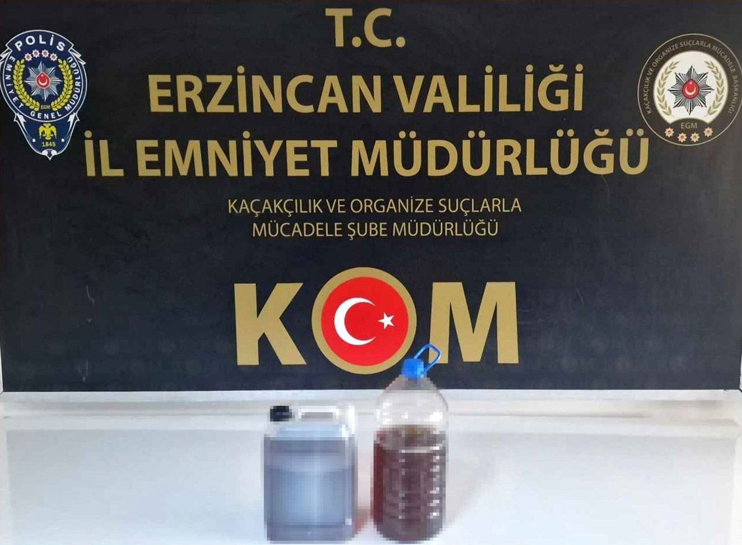 Erzincan’da 8 litre kaçak içki ele geçirildi