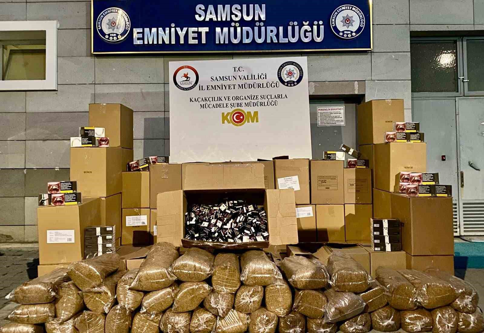 Samsun&rsquo;da 525 bin makaron ve 102 bin adet i&ccedil;i doldurulmuş ka&ccedil;ak sigara ele ge&ccedil;irildi
