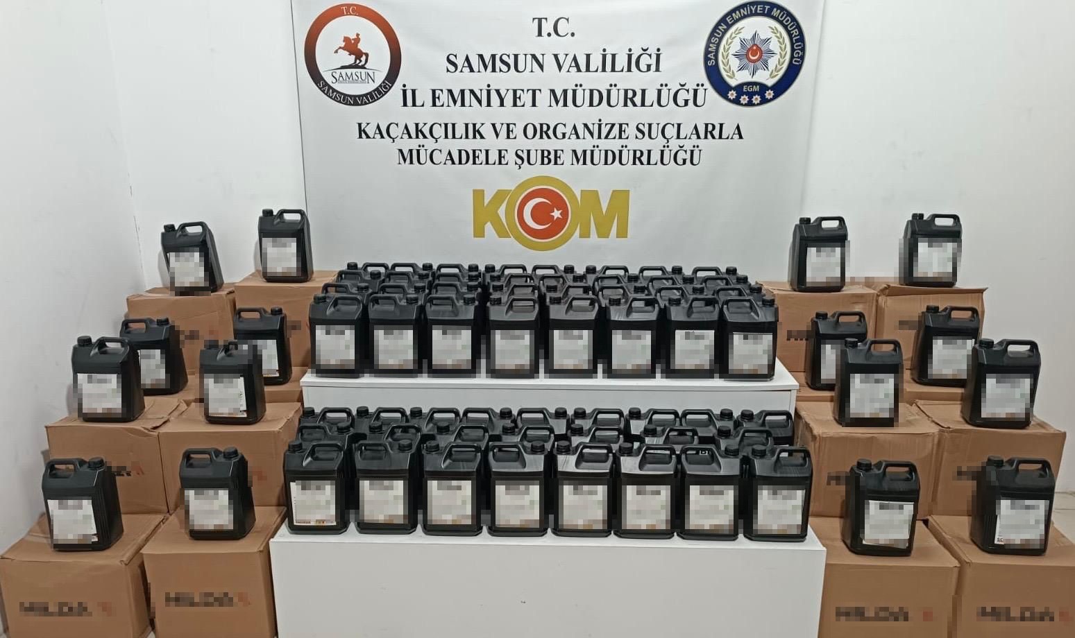 Samsun’da 1 ton etil alkol ele geçirildi