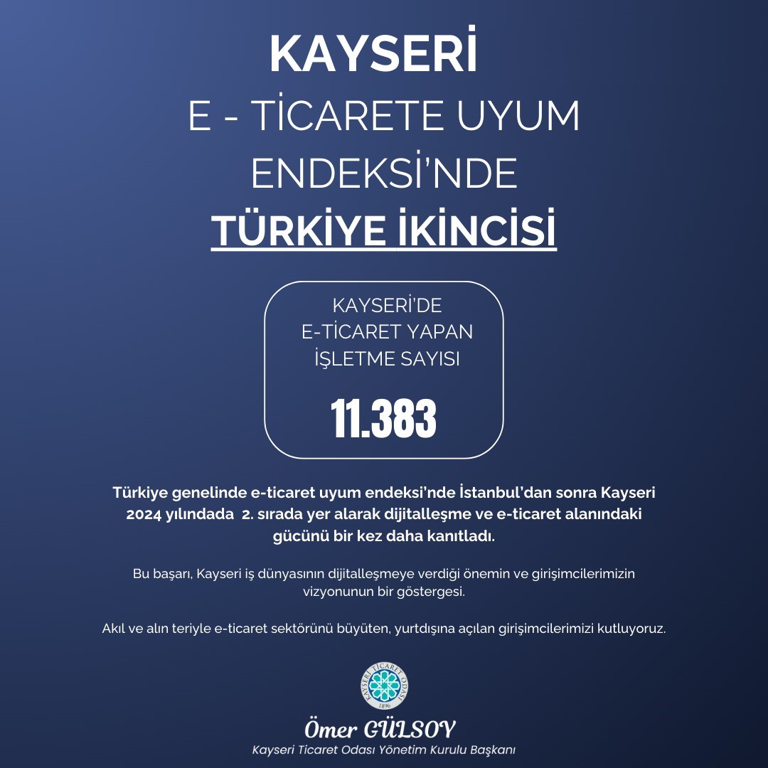 KTO Başkanı G&uuml;lsoy: "Kayseri, 2024 yılında 11 bin 383 işletme ile en y&uuml;ksek e-ticaret uyumu g&ouml;steren ikinci şehri oldu"
