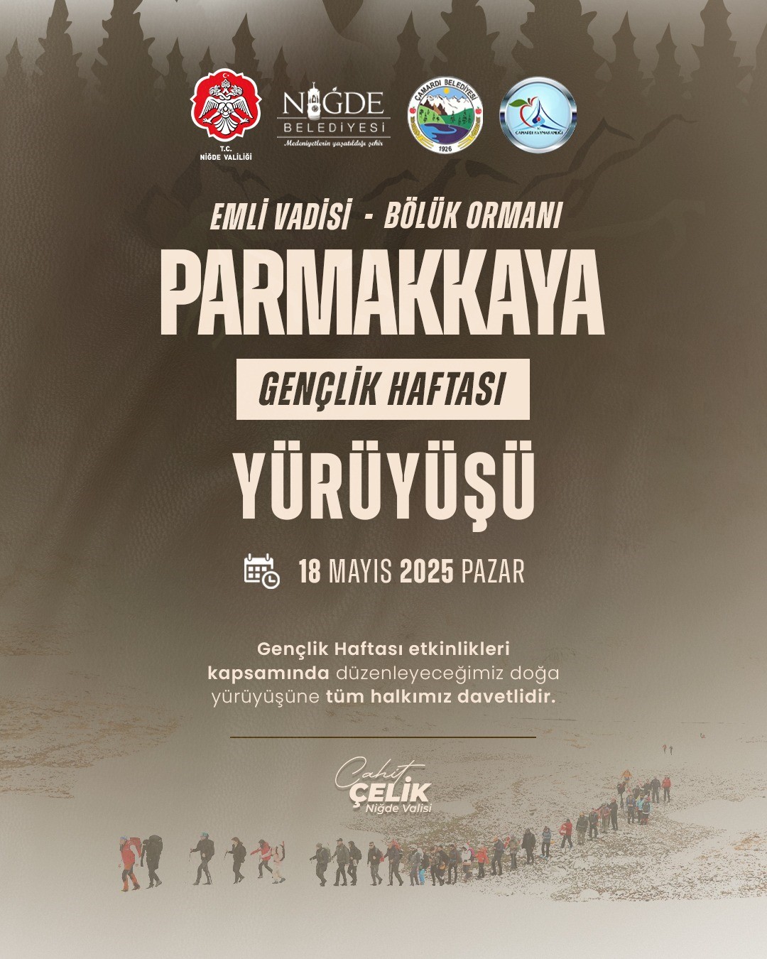 Niğde’de Parmakkaya Doğa Yürüyüşü ile Gençlik Haftası coşkusu başlıyor