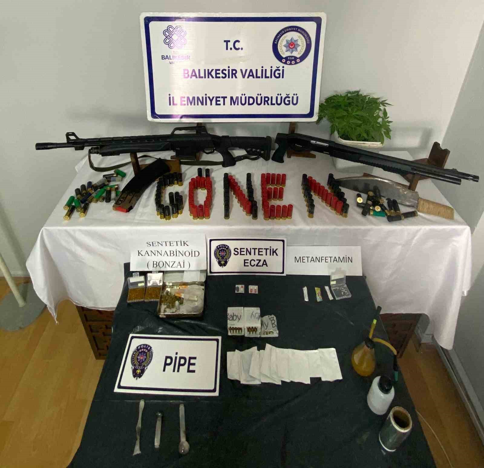 Gönen’de uyuşturucu ve silah operasyonu