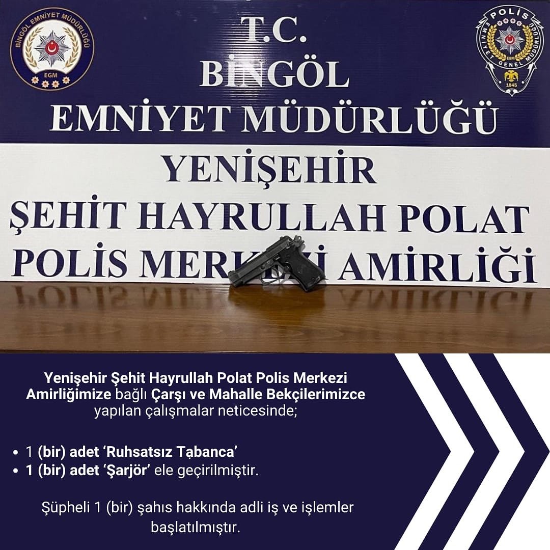 Bingöl’de ruhsatsız silah ele geçirildi