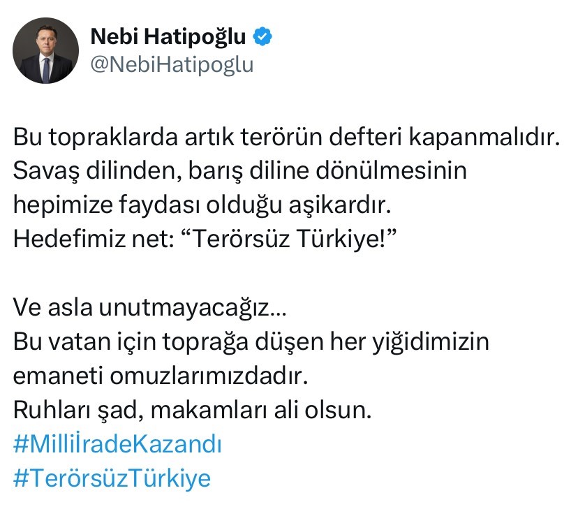 Milletvekili Hatipoğlu: "Bu topraklarda artık terörün defteri kapanmalıdır"