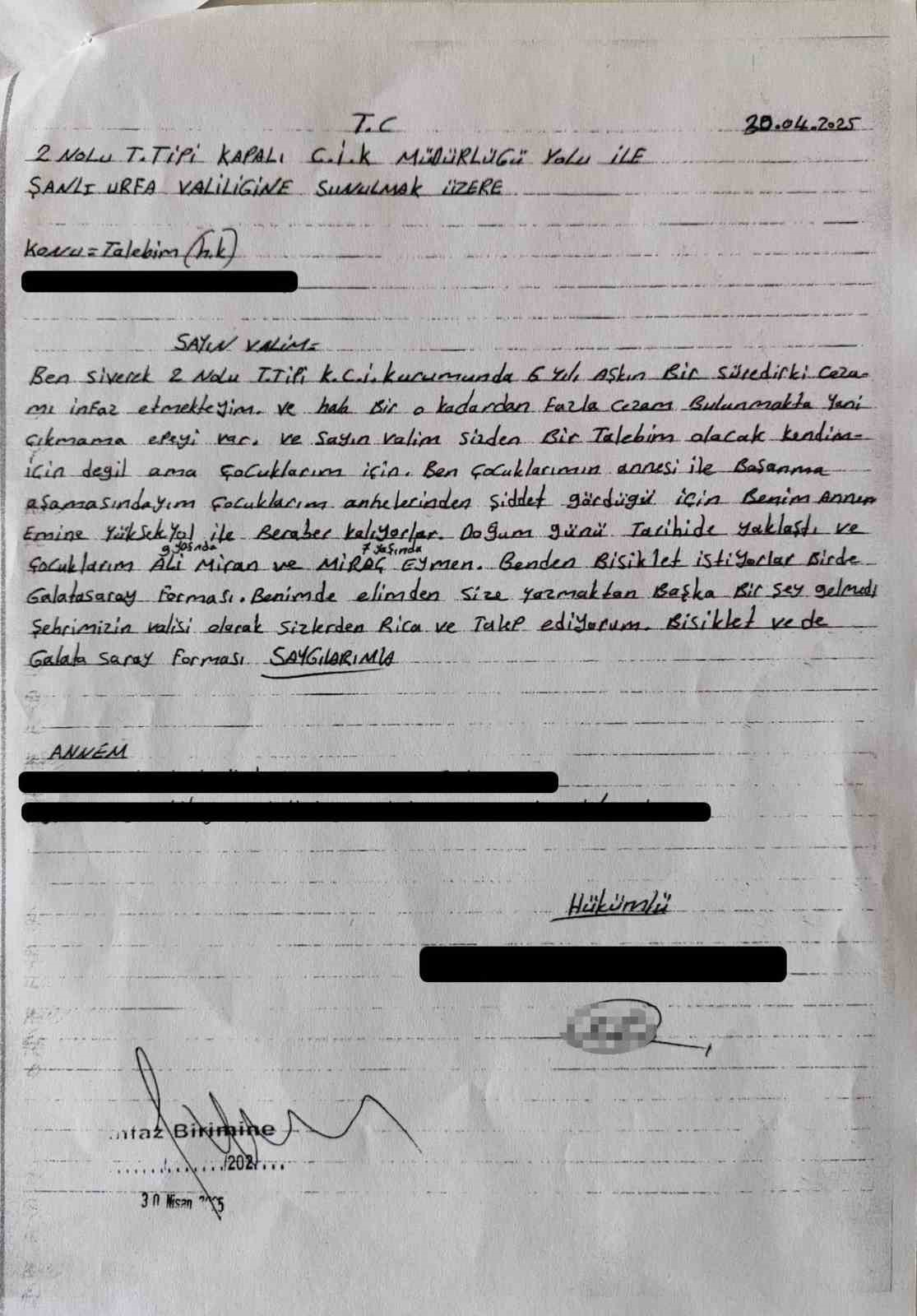 Vali Şıldak’tan cezaevindeki babanın mektubuna duygulandıran yanıt
