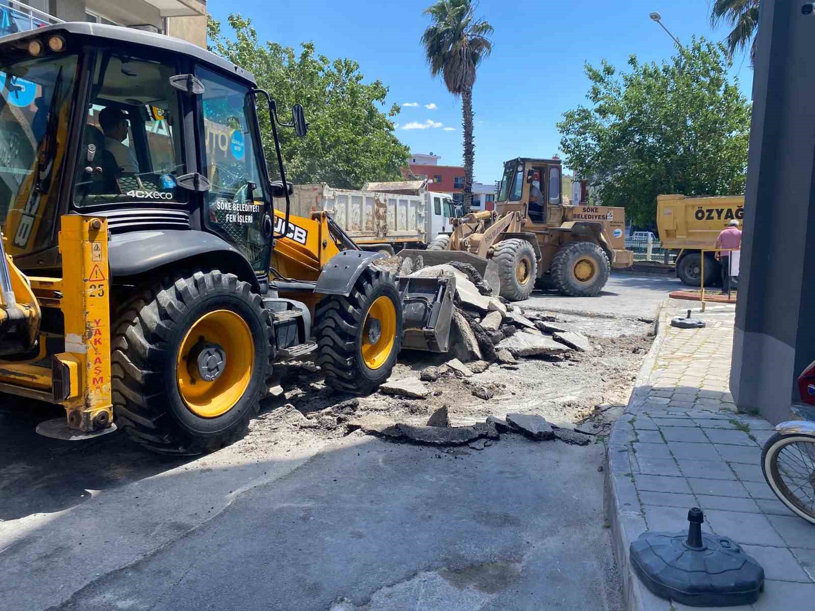 Söke’de yol yenileme çalışmaları devam ediyor