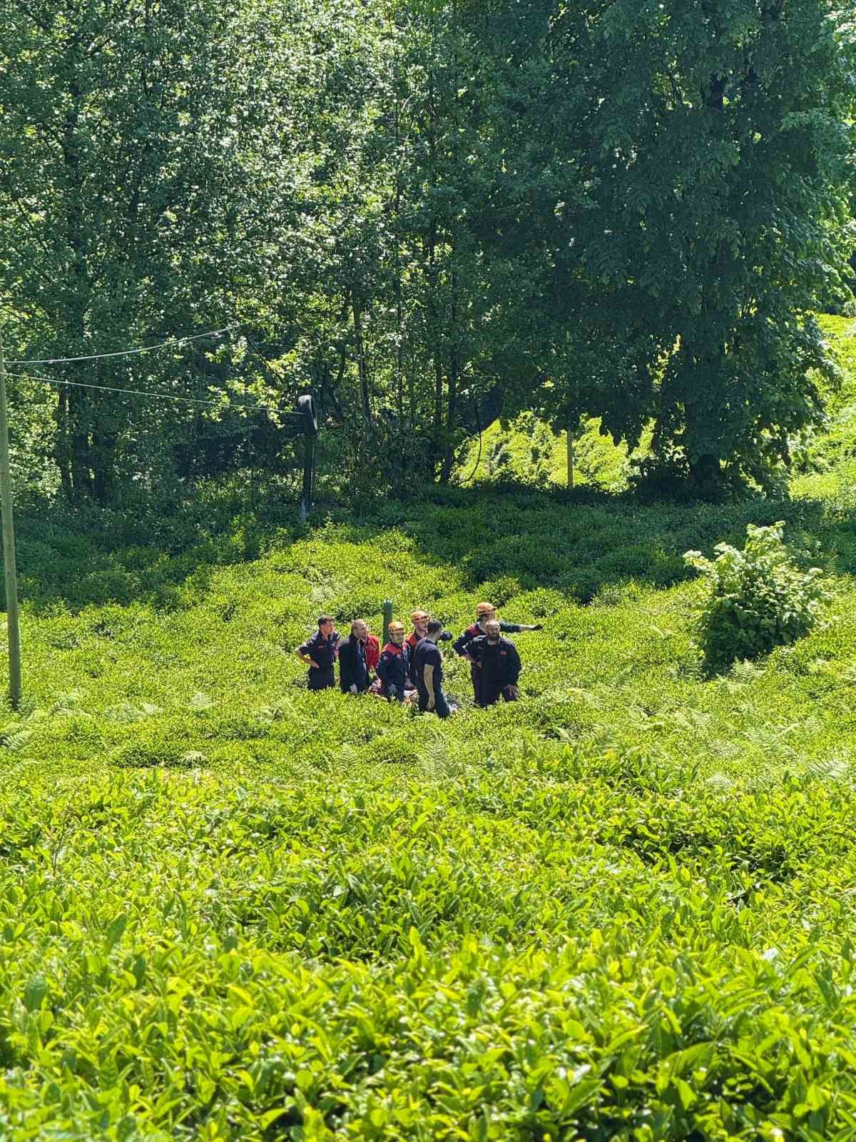 Rize’de çay bahçesinden yuvarlanan şahıs AFAD tarafından kurtarıldı