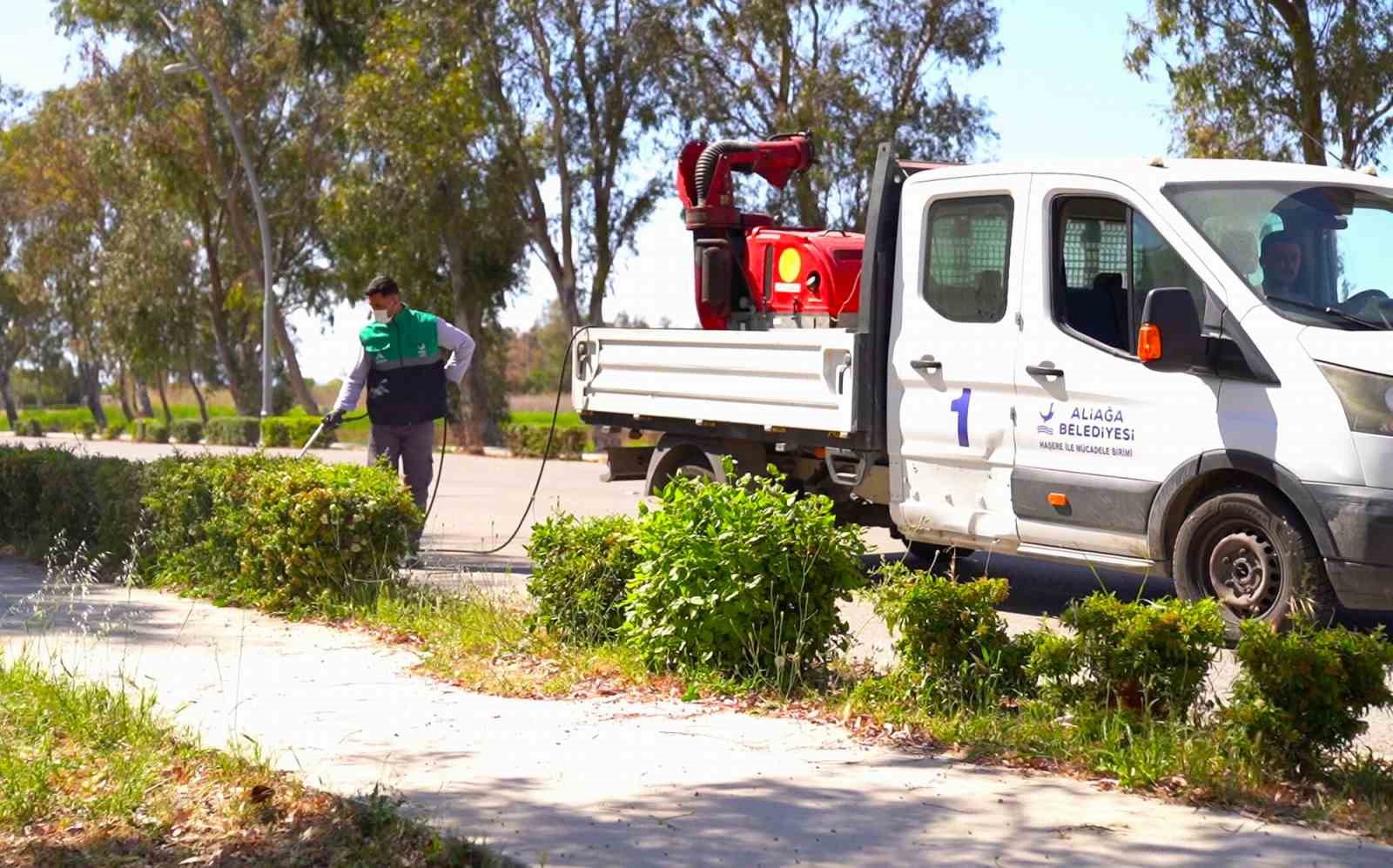 Aliağa Belediyesinden haşerelere karşı yoğun m&uuml;cadele
