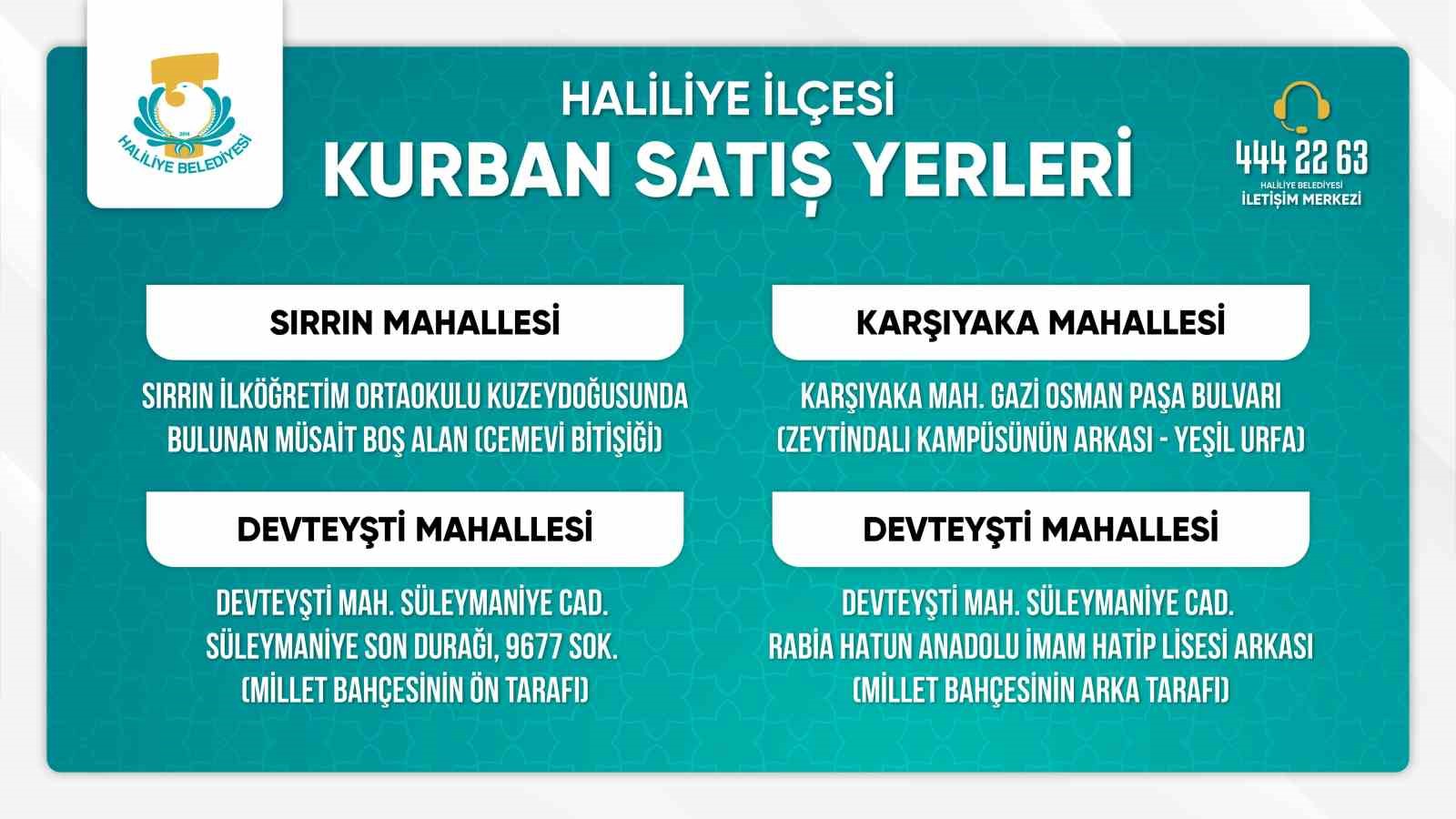 Haliliye’de kurban satış ve kesim yerleri belirlendi
