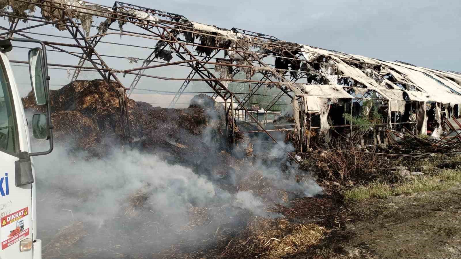 Edremit’te çiftlikte çıkan yangın itfaiye ekiplerince söndürüldü