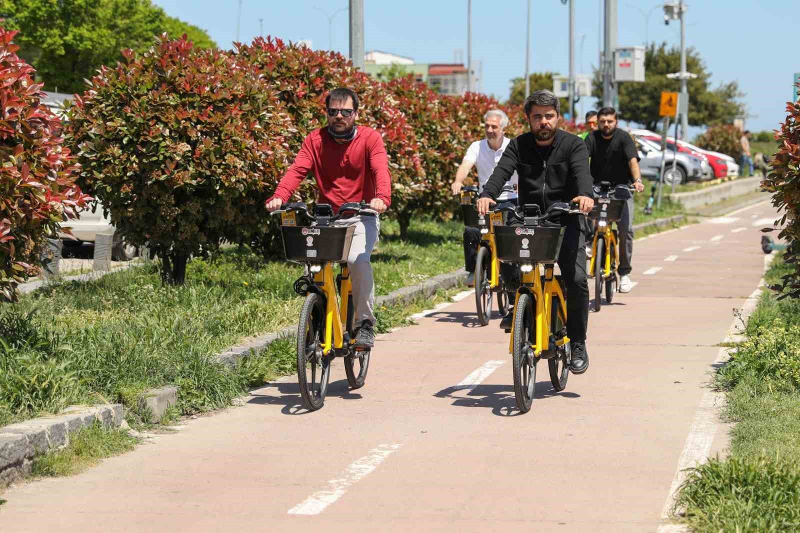Atakum sahilinde pedal destekli elektrikli bisikletler hizmete girdi