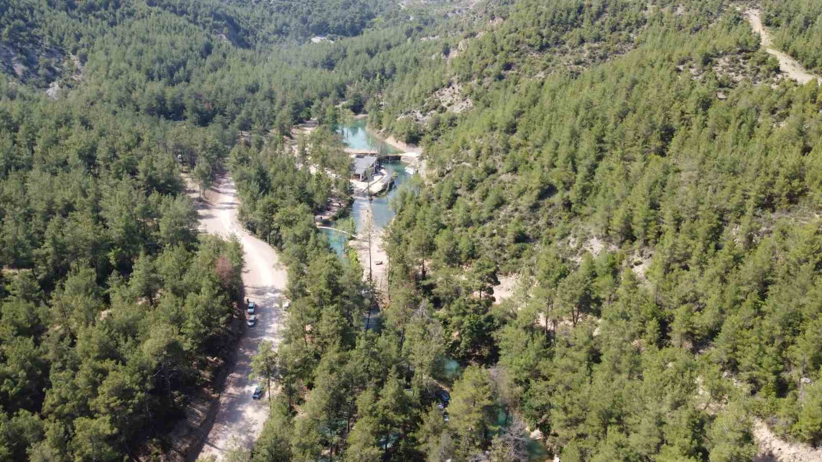 Adana sıcağından kaçan Yedigöze tabiat parkında serinliyor

