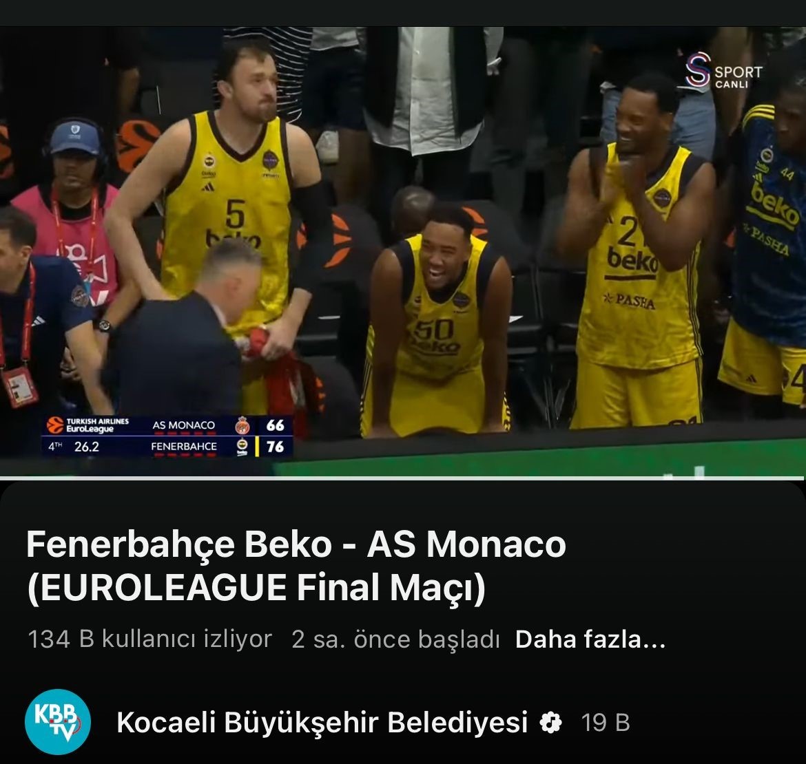 Fenerbahçe Avrupa şampiyonu oldu, yayın rekoru Kocaeli’den geldi
