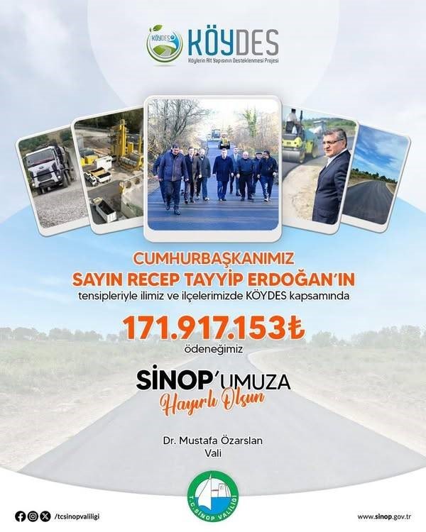 Sinop&rsquo;a 171 milyon TL&rsquo;lik K&Ouml;YDES desteği
