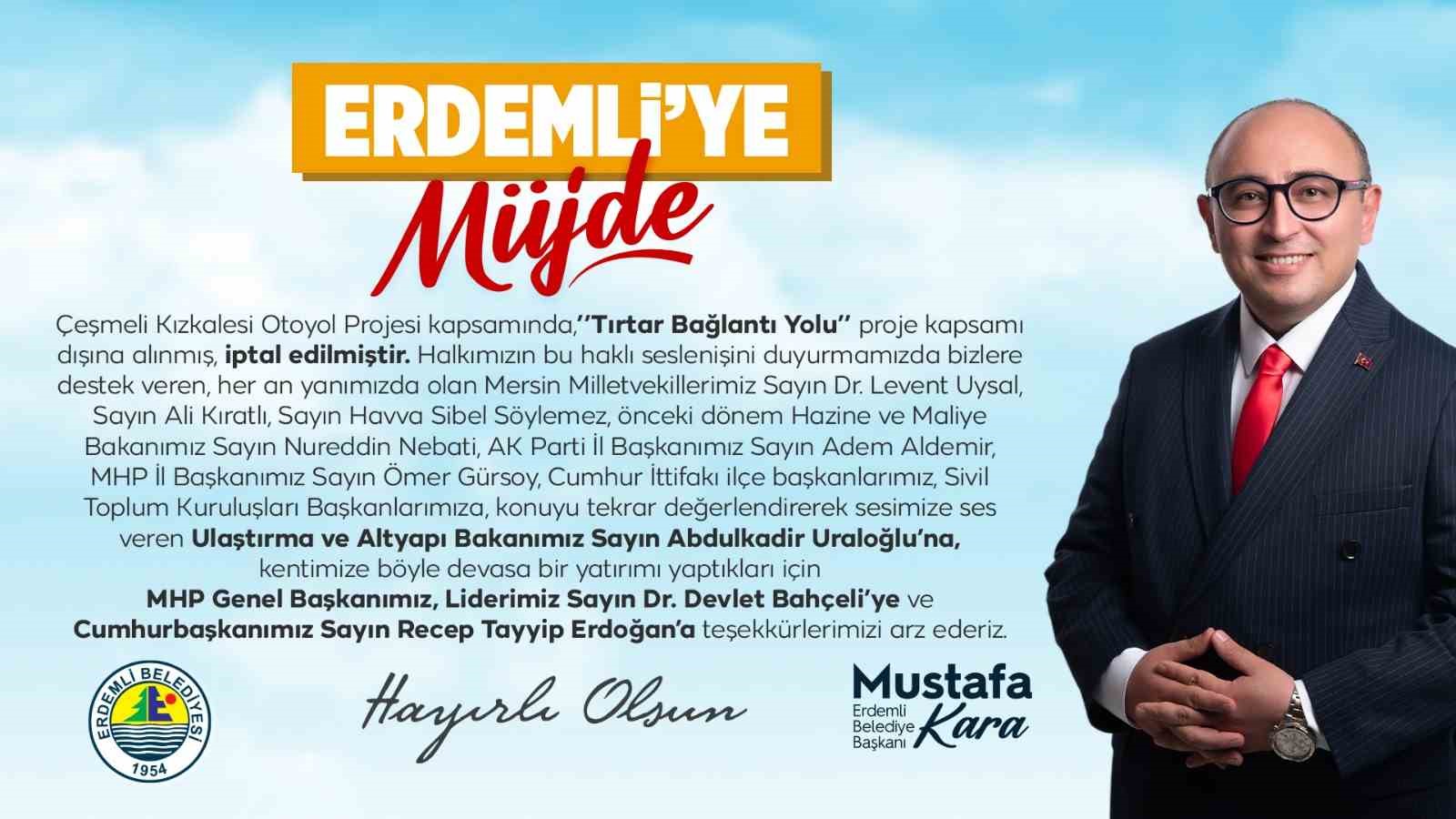 Başkan Kara:"Tırtar Bağlantı Yolu proje kapsamı dışına alınmış, iptal edilmiştir"
