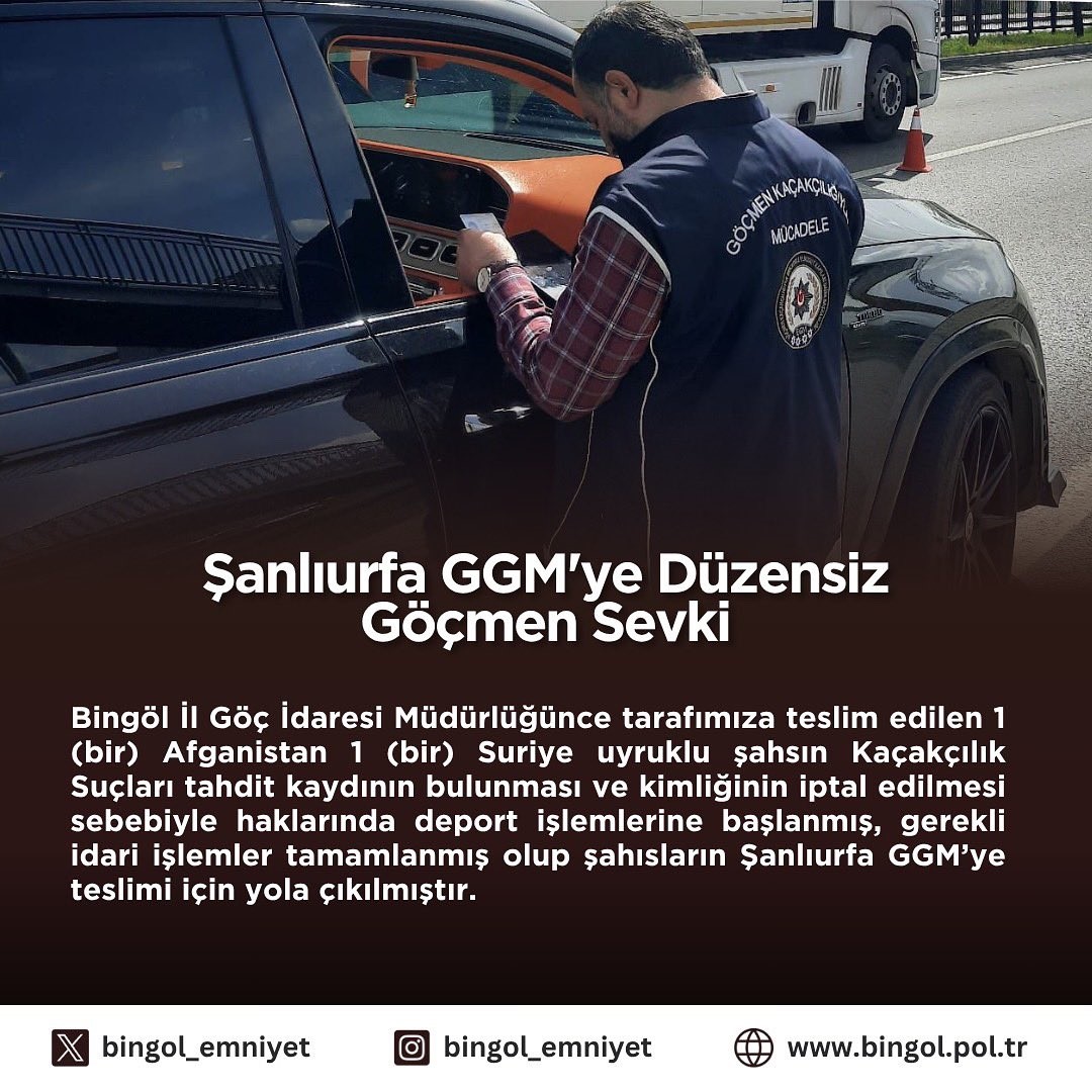 Bingöl’de yabancı uyruklu 2 şahsın sınır dışı edilmesi kararı