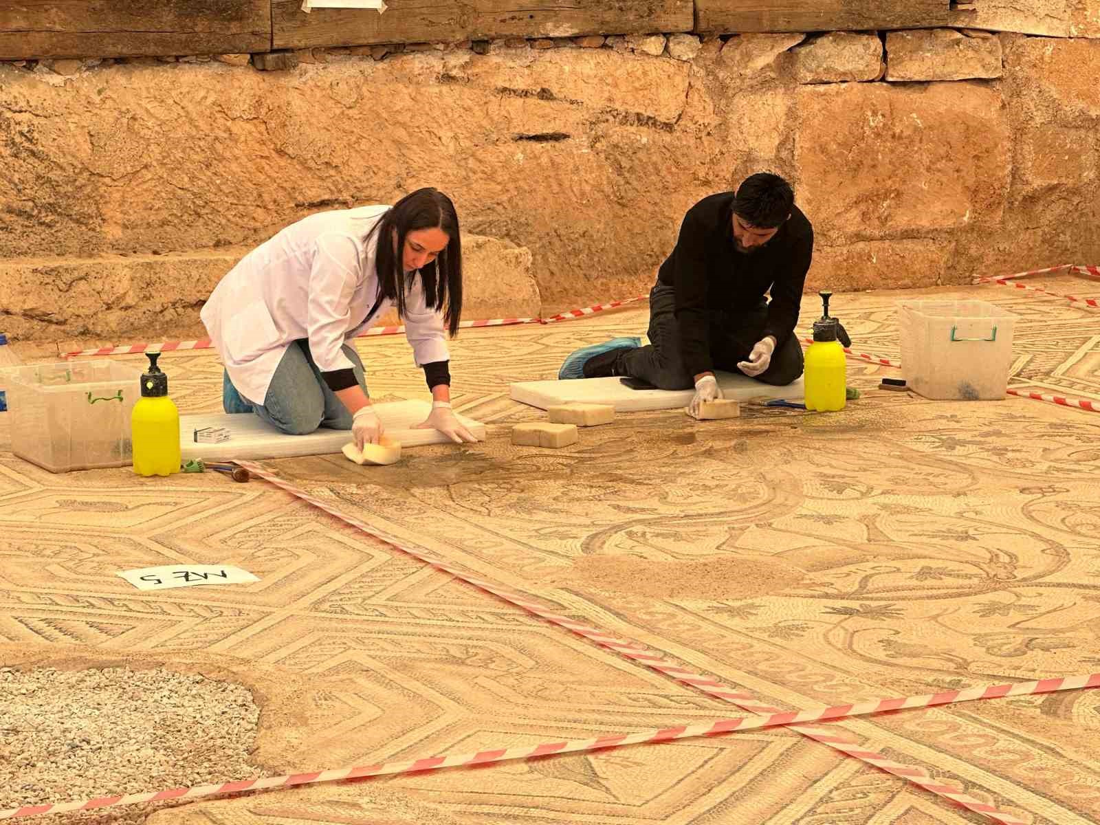 ‘Cennet Bahçesi’ mozaiğinde restorasyon ve konservasyon başladı