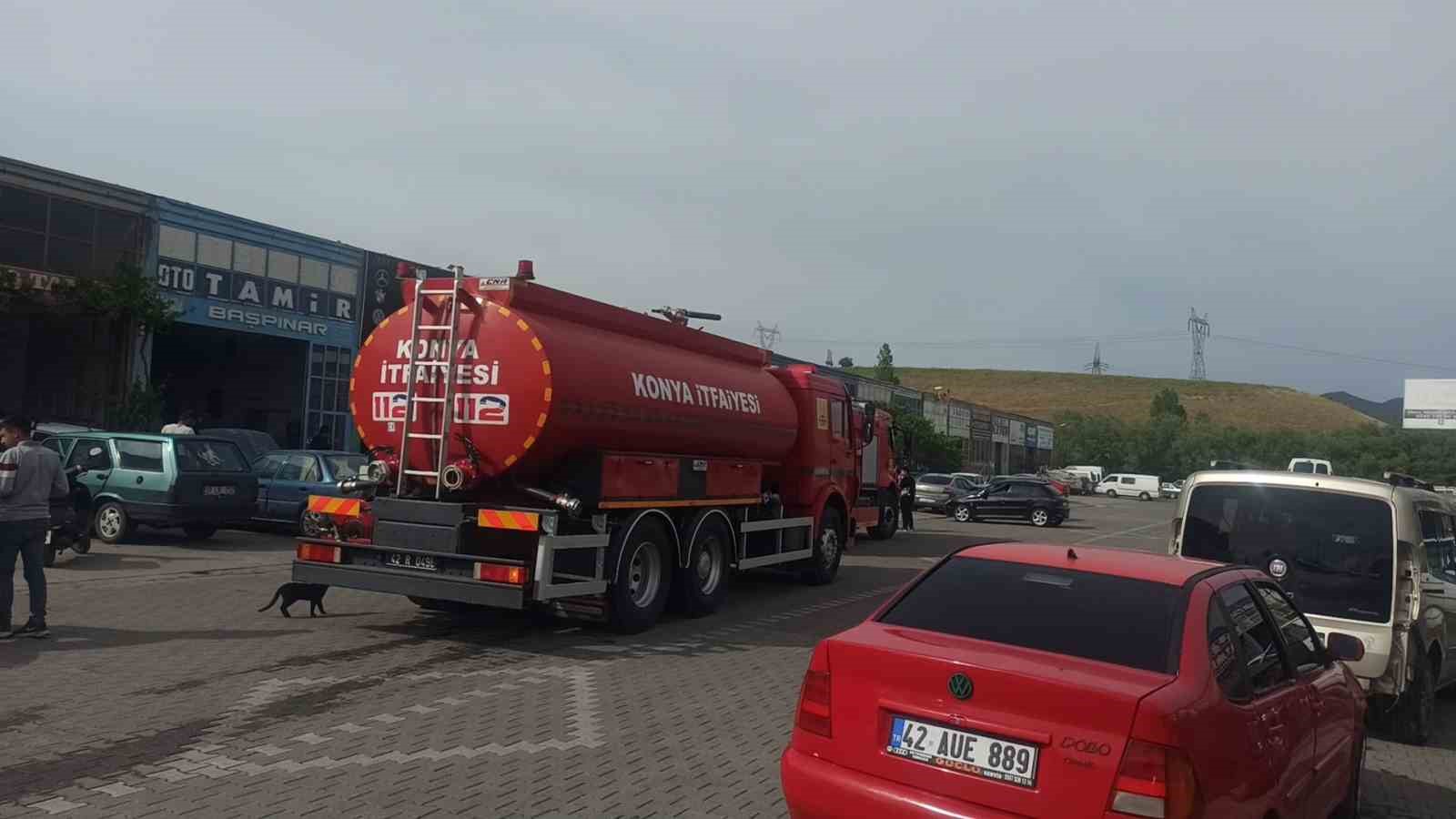 Seydişehir’de oto tamirhanesinde yangın paniği