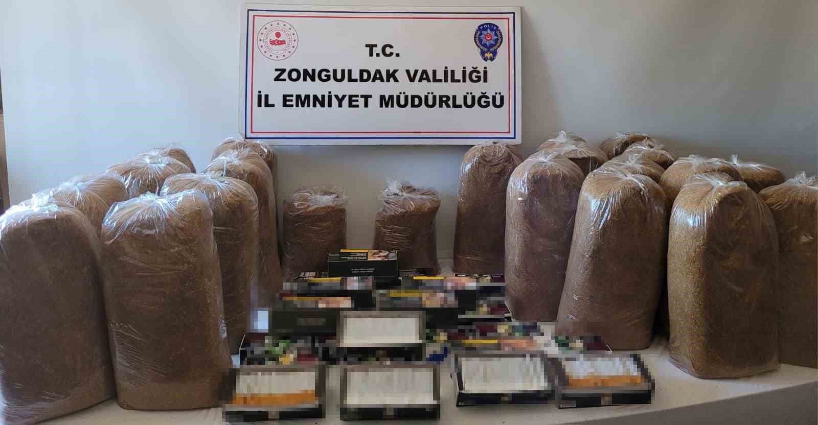 Zonguldak’ta 113 kilo kaçak tütün ve makaron ele geçirildi