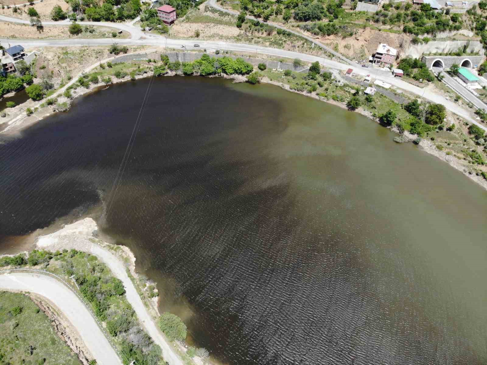 Torul Baraj Gölü’nde alg patlaması gölet yüzeyini koyu renge bürüdü