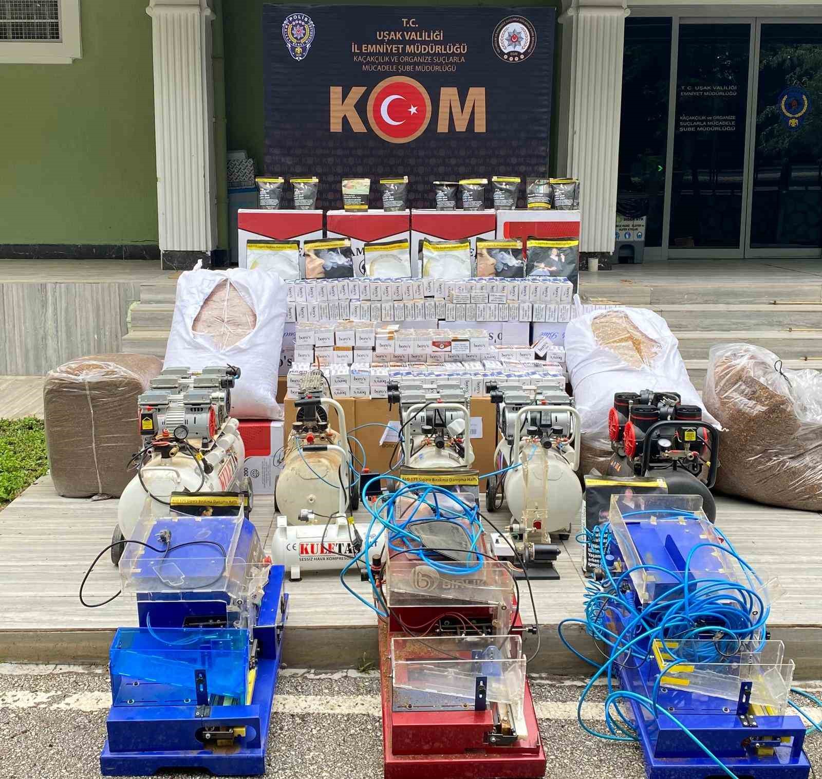 Uşak’ta yapılan operasyonda çok sayıda kaçak makaron ele geçirildi