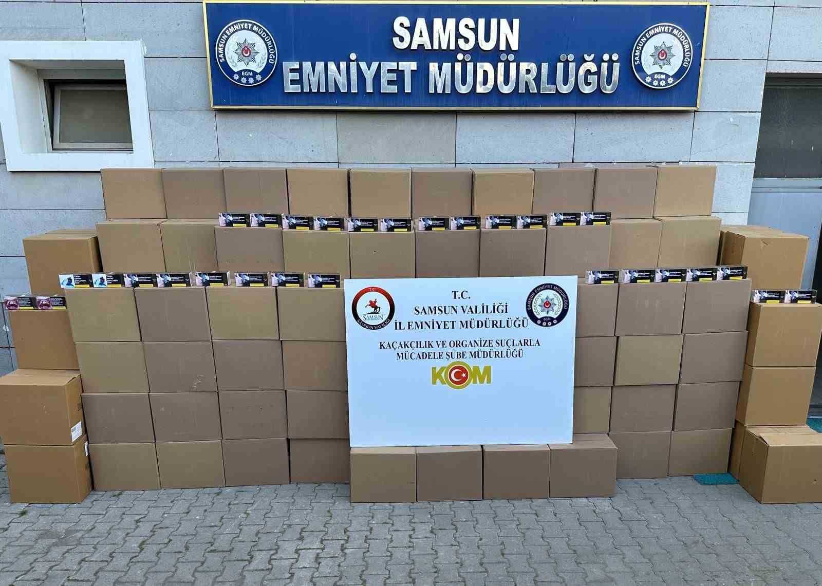 Samsun’da 2 milyon 260 bin adet kaçak makaron ele geçirildi