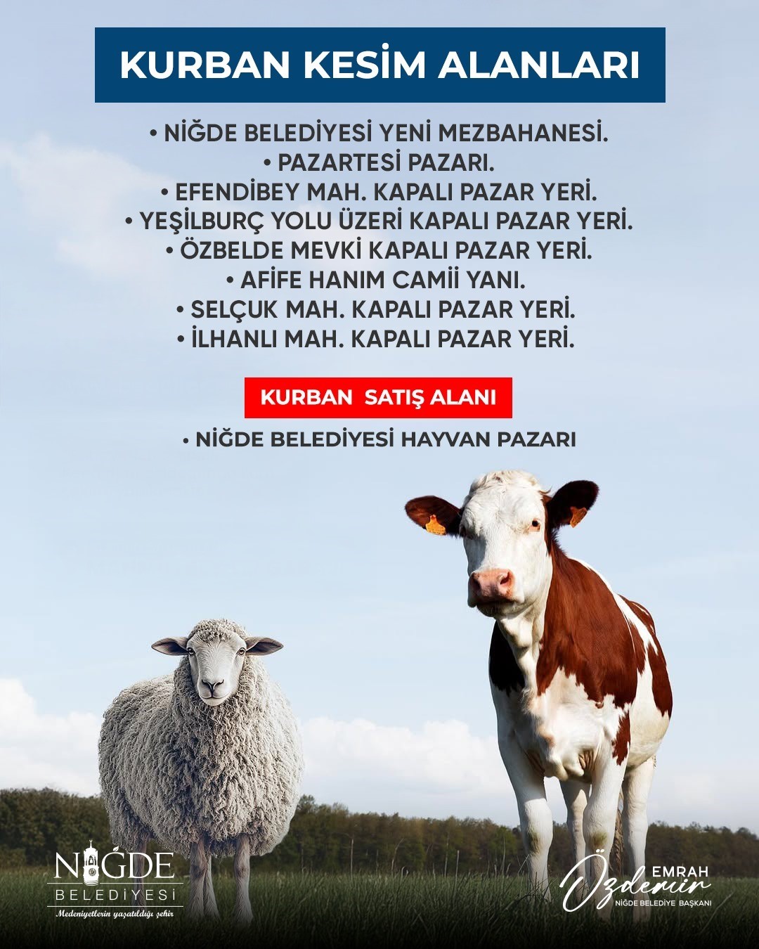 Niğde’de kurban kesim alanları belirlendi