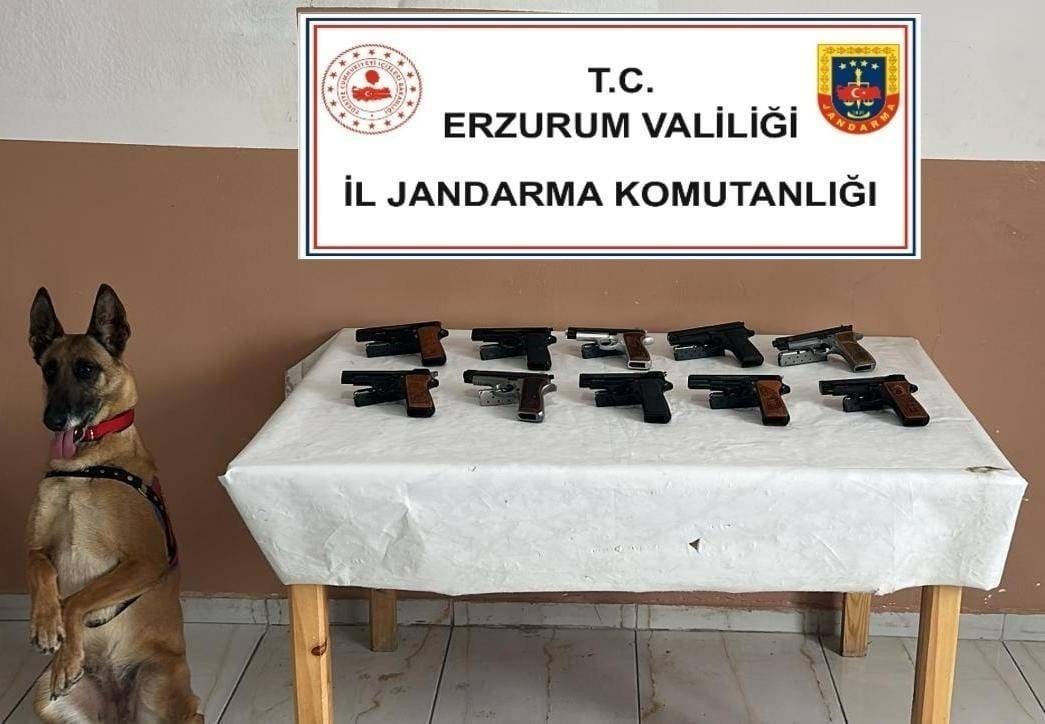 Oltu’da 10 adet ruhsatsız tabanca ele geçirildi