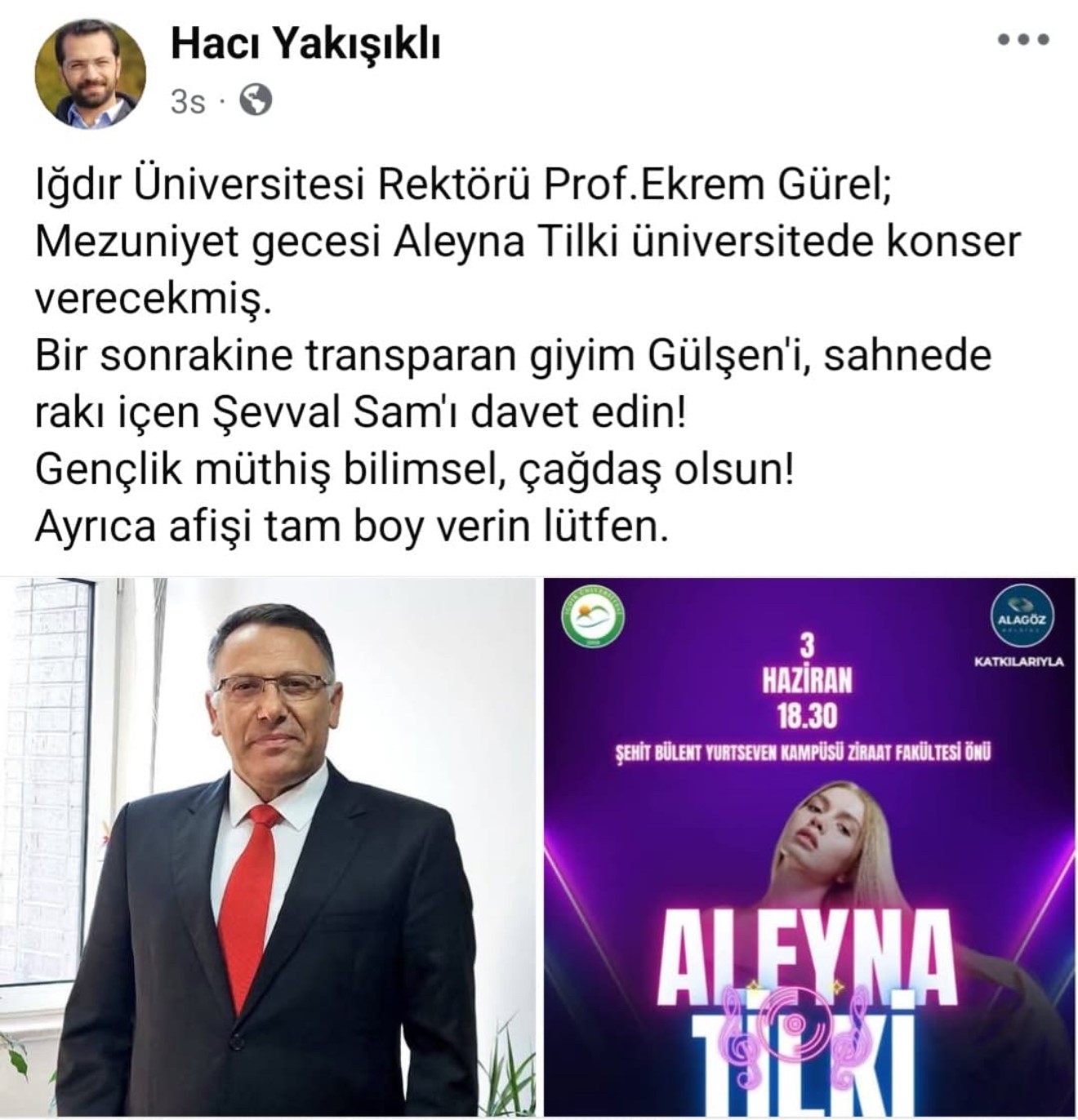 Iğdır Üniversitesi, Aleyna Tilki konserini tepkiler üzerine iptal etti