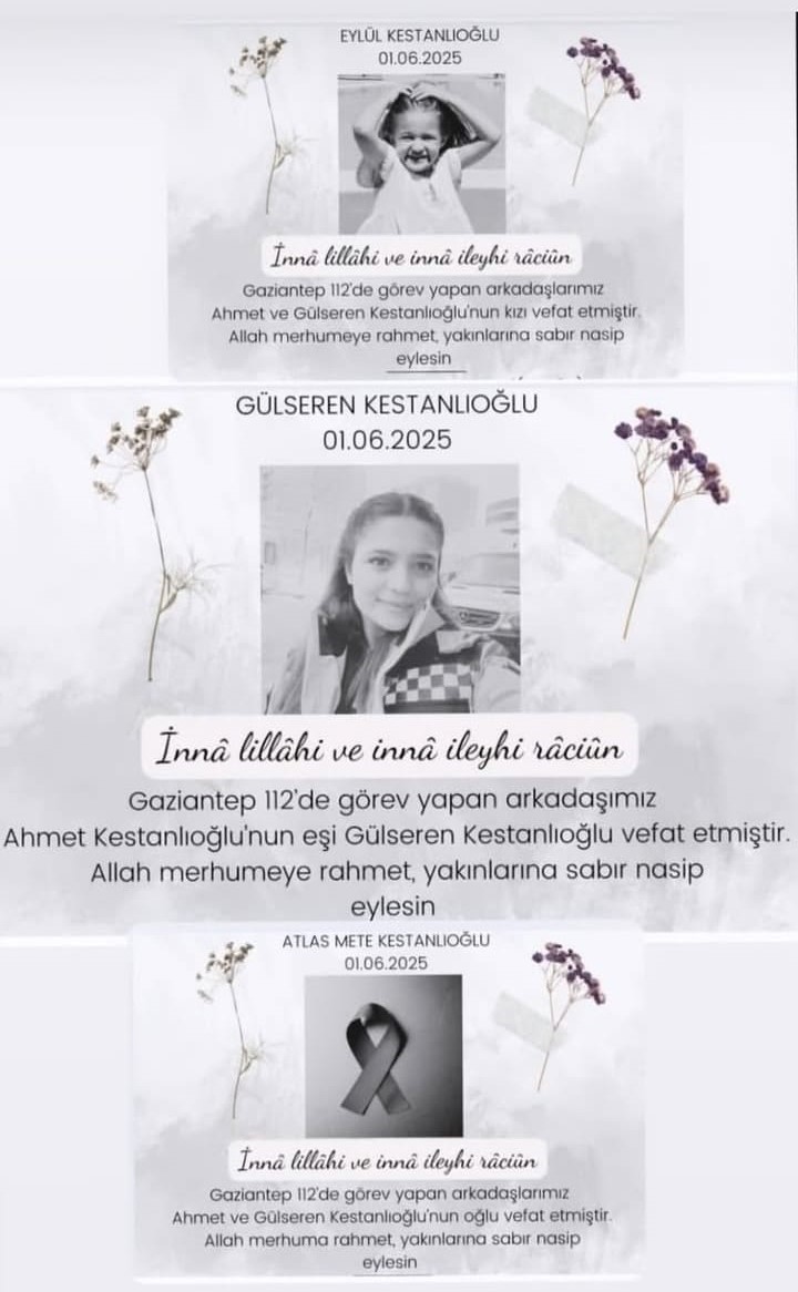 Kazada hayatını kaybeden paramedik anne ve 2 çocuğu, yakınlarına teslim edildi

