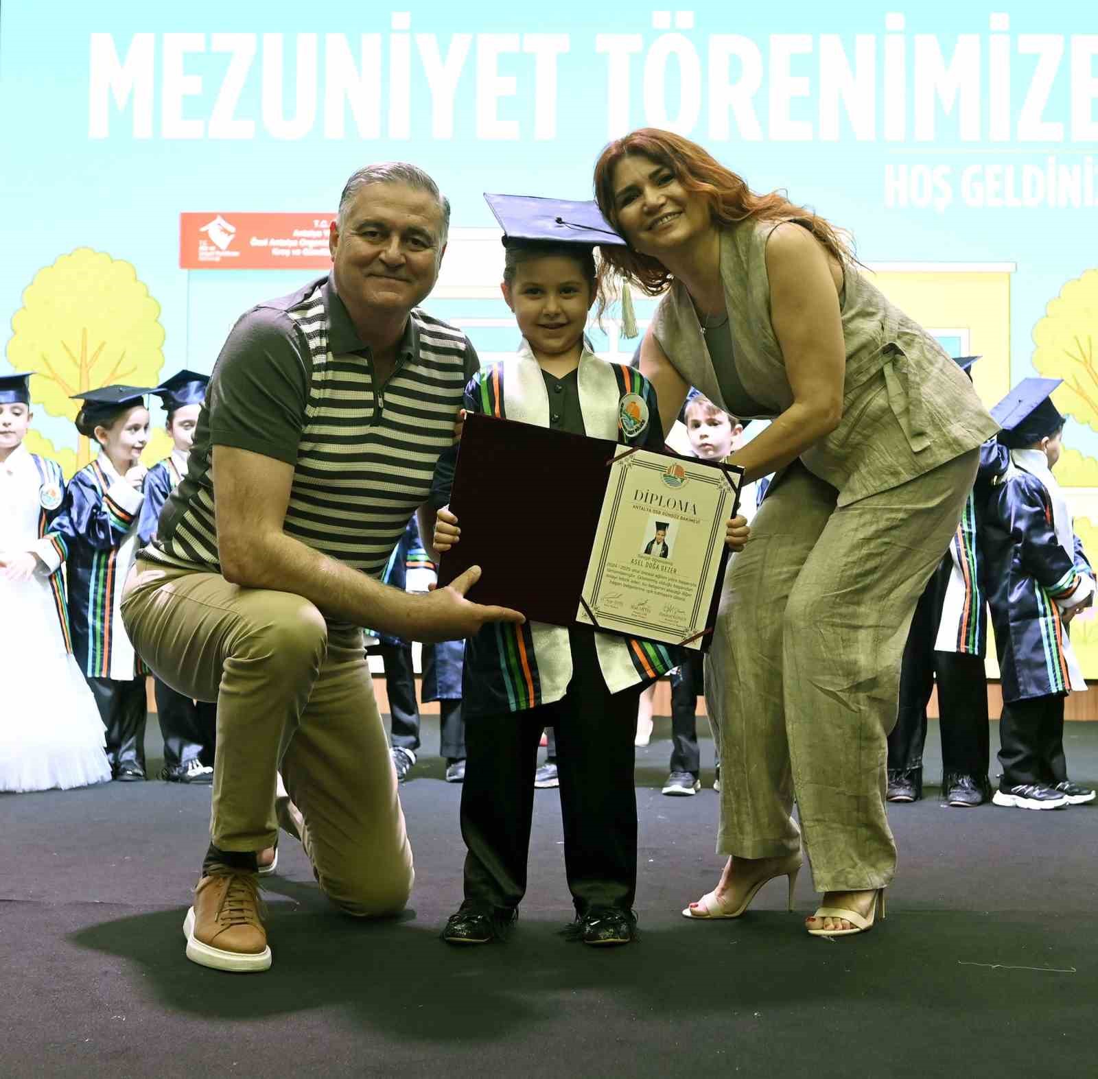 Antalya OSB&rsquo;nin minikleri mezuniyet sevincini kep atarak kutladı
