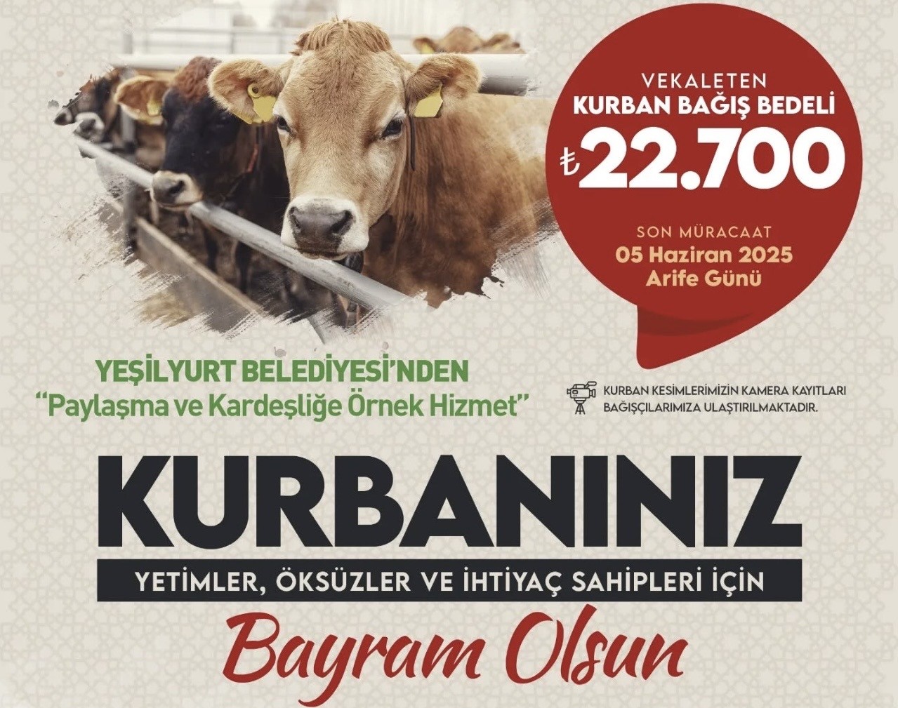 Yeşilyurt Belediyesi ’ Kurban Bağışı’ kampanyasında yarın son gün