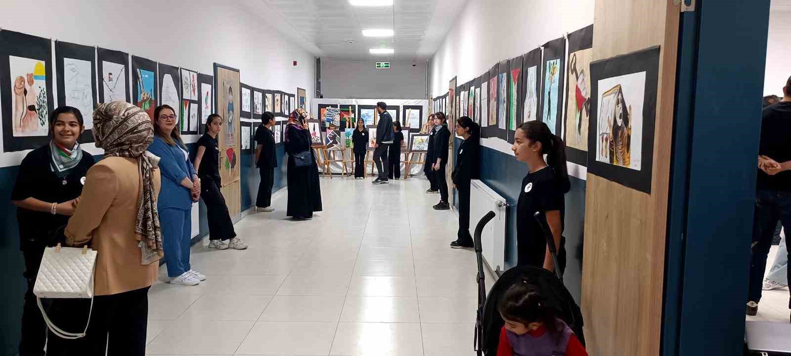 Kağızman&rsquo;da &lsquo;Filistin&rsquo; temalı resim sergisi a&ccedil;ıldı
