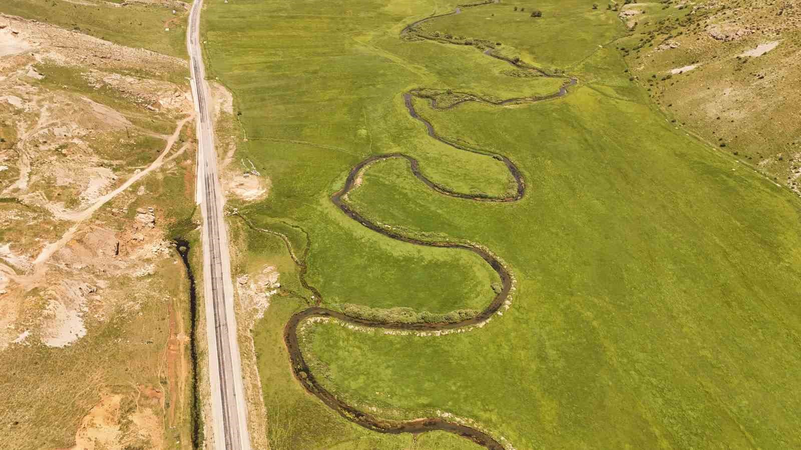 Yeşillik içindeki menderesler havadan görüntülendi