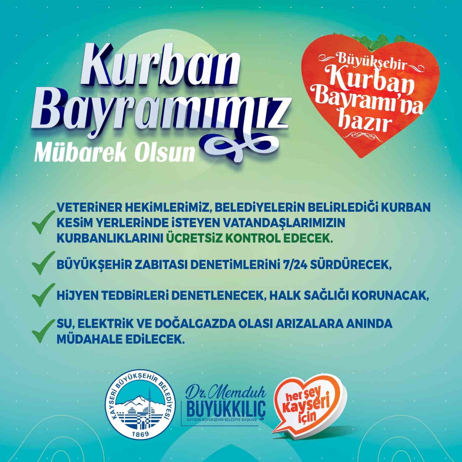 Kayseri Büyükşehir Kurban Bayramı’na hazır