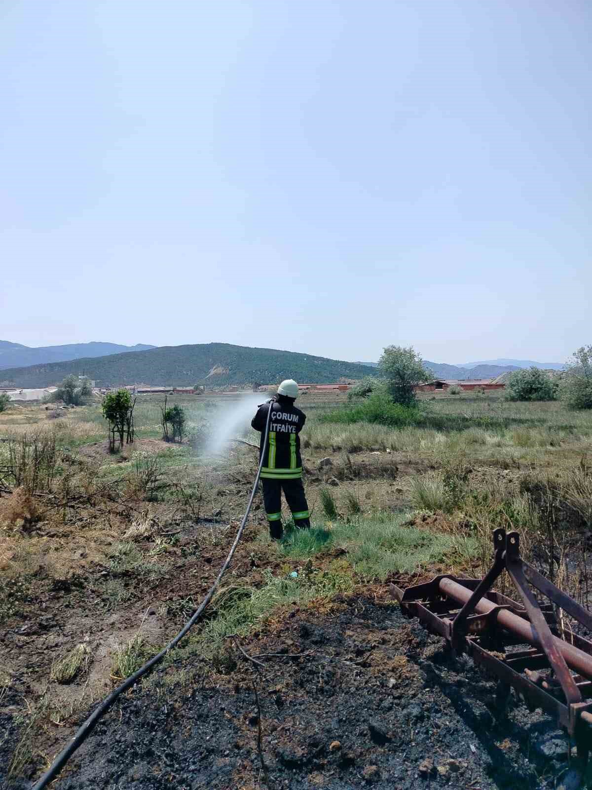 Çorum’da korkutan arazi yangını