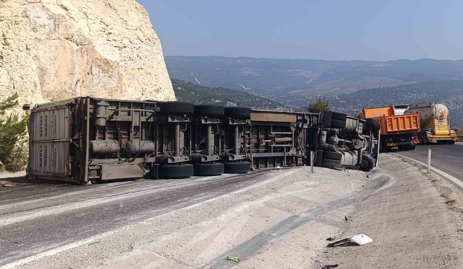 Angus y&uuml;kl&uuml; tır devrildi, ka&ccedil;an hayvanlar yakalandı
