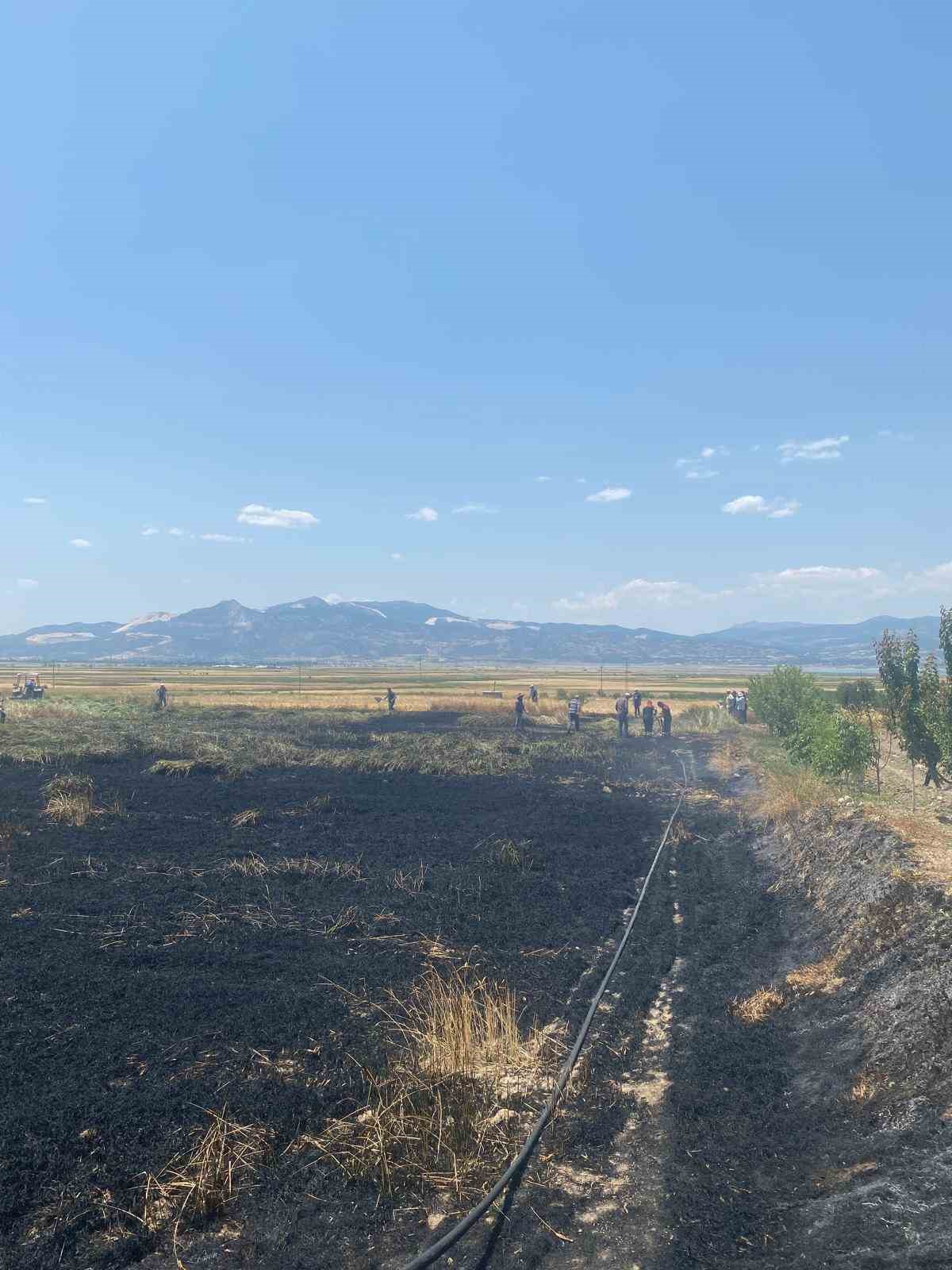 Burdur’da çıkan yangında 3 dönüm ekili alan zarar gördü